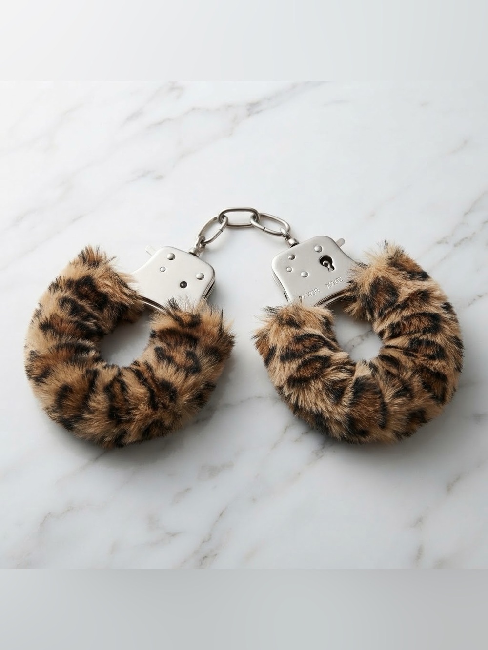 Leopard Print Fuzzy Play Handcuffs Faux Fur Novelty Costume Accessories New